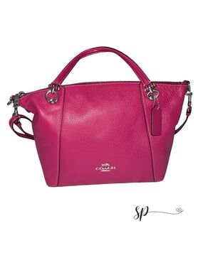 Coach Kacey Pebbled Leather Satchel in Fuchsia Pink